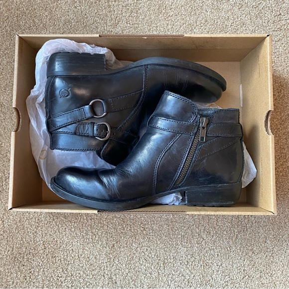 Born Shoes - Born Baily Black Leather Booties Ankle Boots